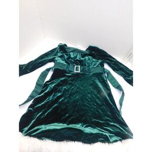 Girls Bonnie Jean Green Velvet Christmas Dress Faux Fur Trim 6